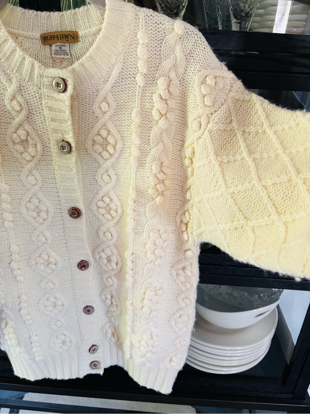 Ruff Hewn 100% Wool Textured Cardigan EUC - Picture 3 of 5